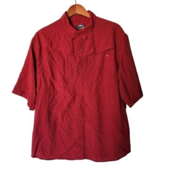 HABIT Men Kestrel Creek Solar Factor UPF 30 Short‎ Sleeve XL Red Hiking - Picture 2 of 8